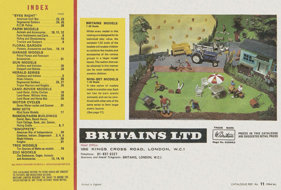 Britains Models catalogue 1968