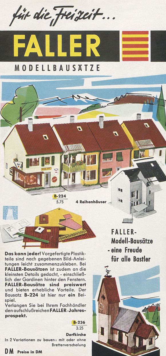 Produktblatt Für die Freizeit Faller um 1962