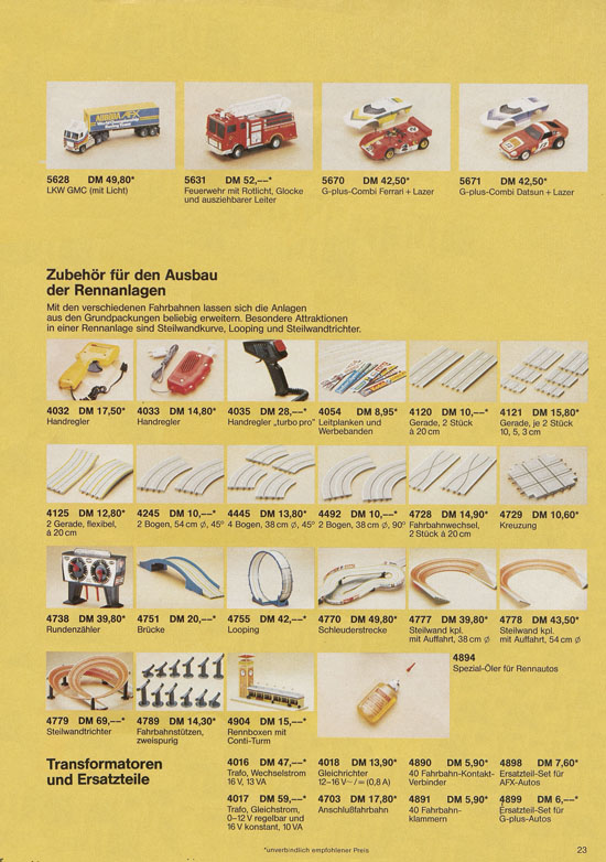 Faller Spielzeug-Katalog 1984-1985