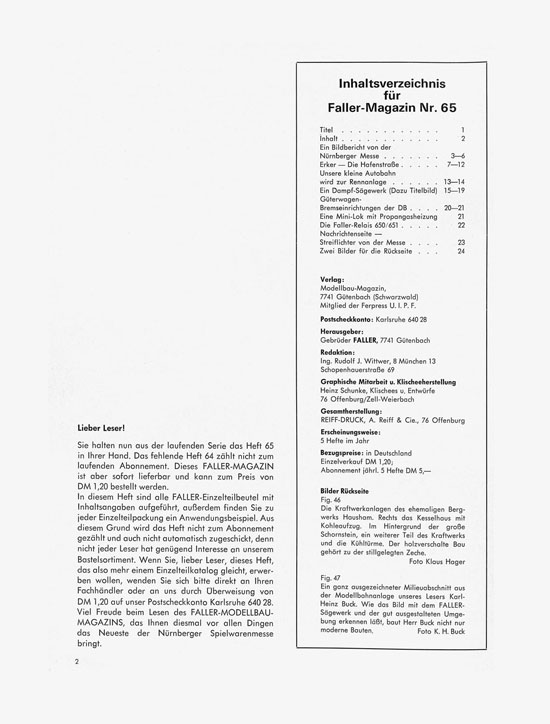 Faller-Magazin Nr.65 April 1968
