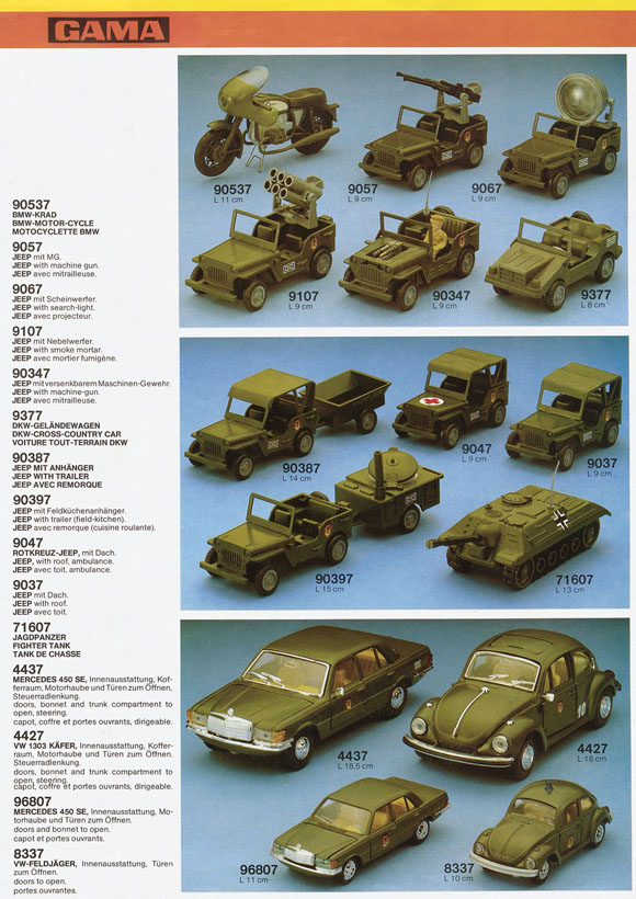 Gama Produktblatt Militärfahrzeuge 1980
