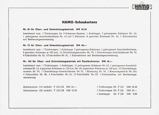 Hamo Katalog Strassenbahn 1956