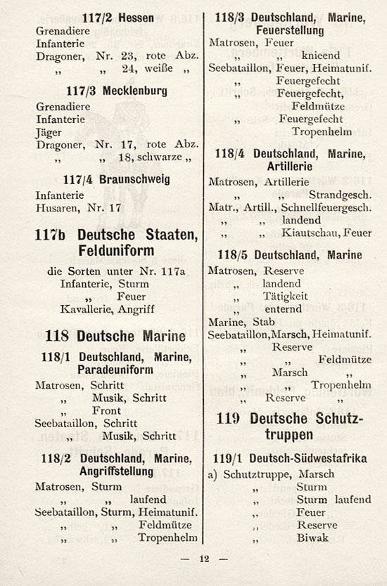 Heinrichsen Zinnfiguren Katalog 1914
