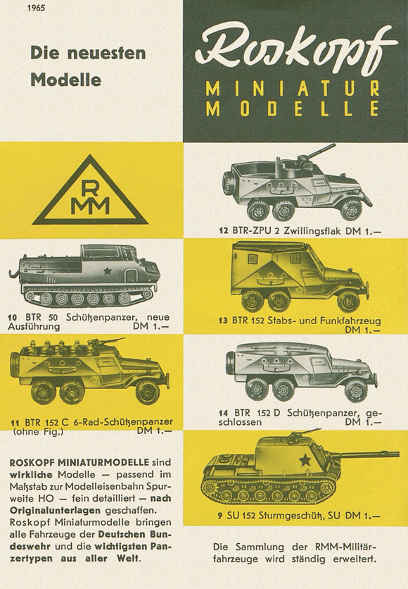 Roskopf Miniatur-Modelle Katalog 1965