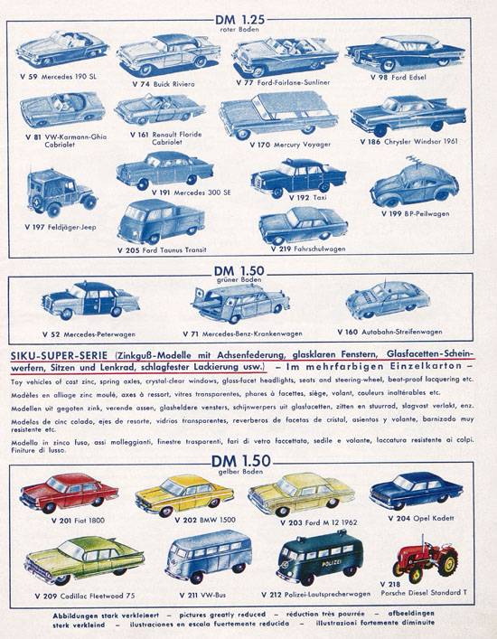 Siku Katalog 1963, Bildpreisliste 1963, Verkehrsmodelle und Flugmodelle 1963