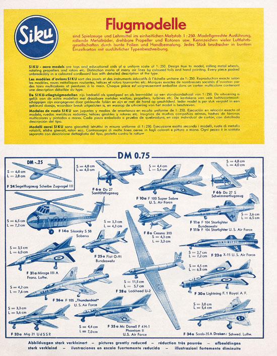 Siku Katalog 1963, Bildpreisliste 1963, Verkehrsmodelle und Flugmodelle 1963