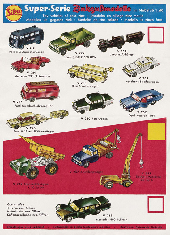 Siku Katalog 1965, Preisliste 1965, Bildpreisliste 1965, Verkehrsmodelle 1965