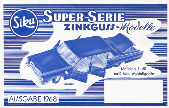 Siku Katalog 1968, Preisliste 1968, Bildpreisliste 1968, Verkehrsmodelle 1968