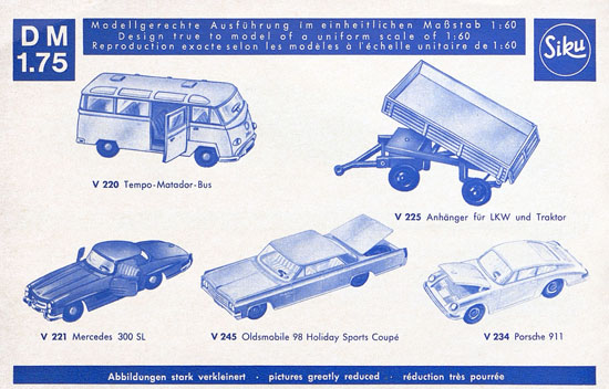 Siku Katalog 1968, Preisliste 1968, Bildpreisliste 1968, Verkehrsmodelle 1968