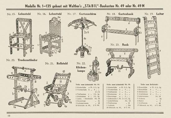 Walther Metall-Baukasten Stabil Katalog 1953