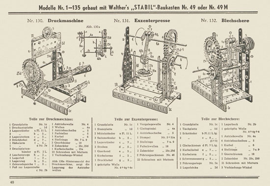 Walther Metall-Baukasten Stabil Katalog 1953