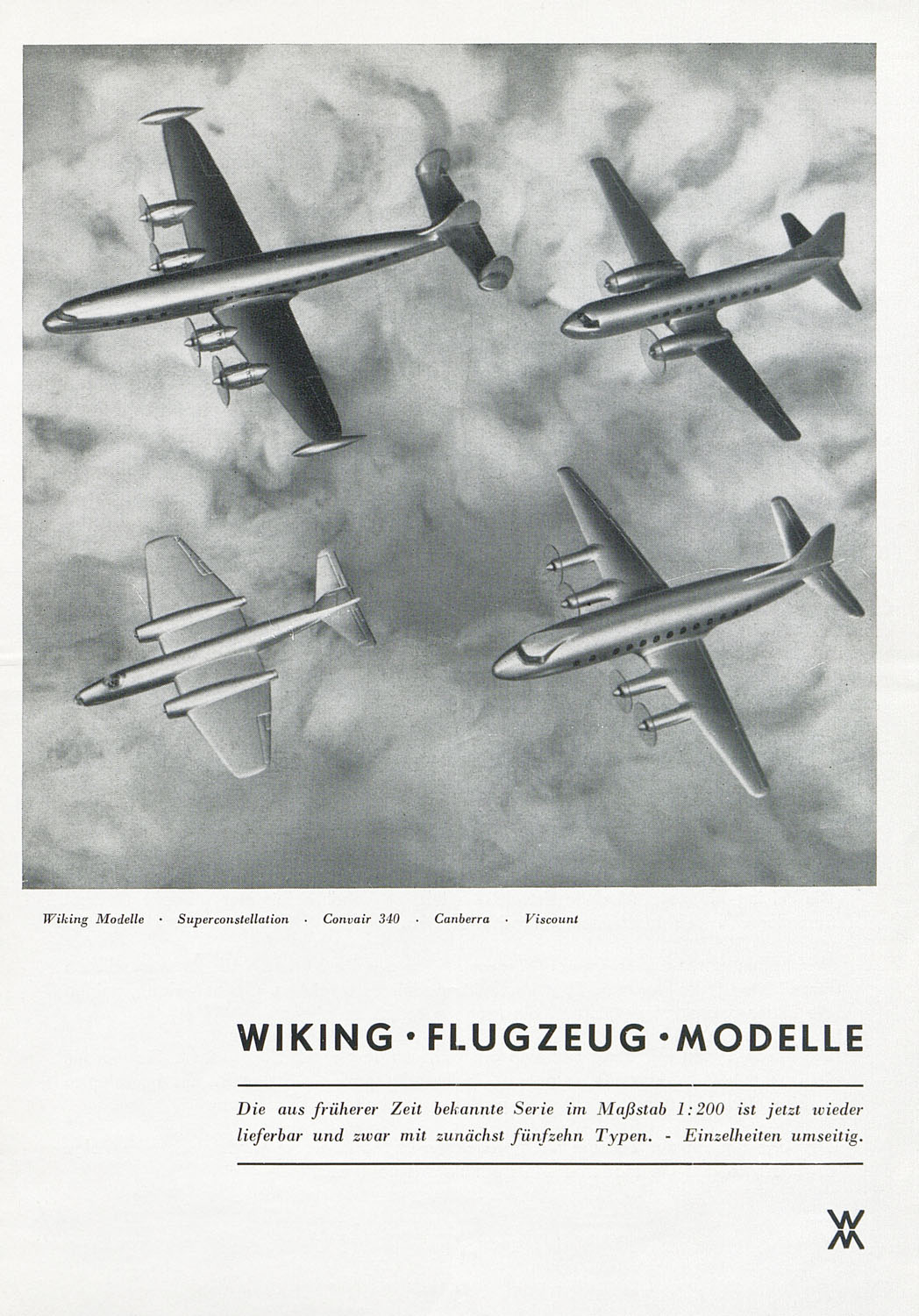 Wiking Prospekt Flugzeug-Modelle 1958