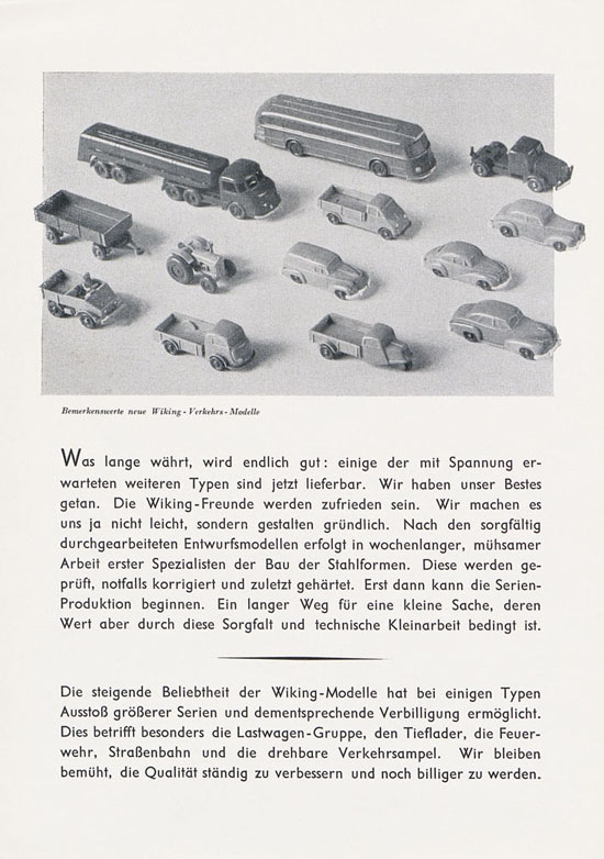 Wiking Katalog 1953, Wiking Modellbau Kataloge, Preisliste 1953, Bildpreisliste 1953, Verkehrsmodelle 1953