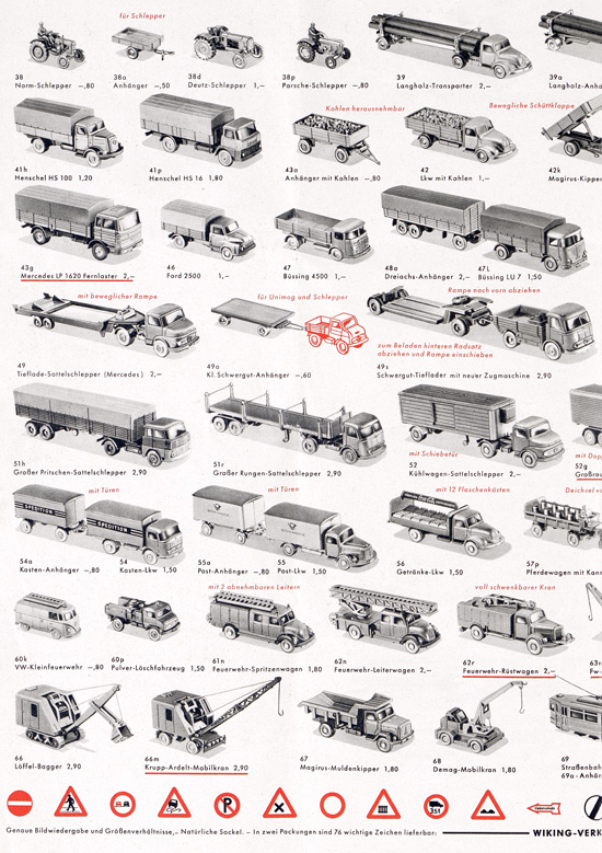 Wiking Katalog 1965, Wiking Modellbau Kataloge, Preisliste 1965, Bildpreisliste 1965, Verkehrsmodelle 1965