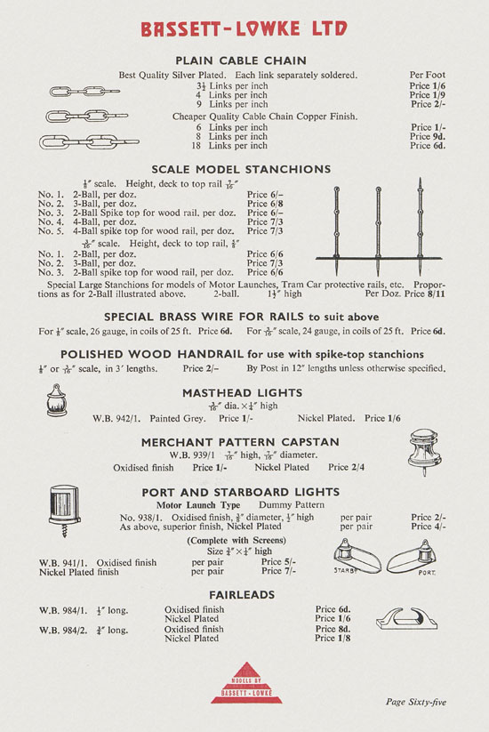 Bassett-Lowke Model Railway and Engineering catalogue 1959