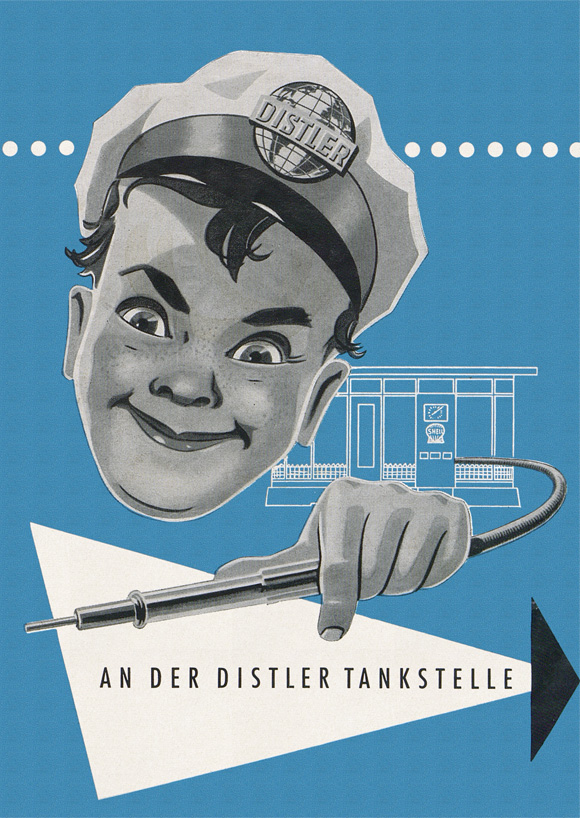 Distler Prospekt An der Distler-Tankstelle 1955