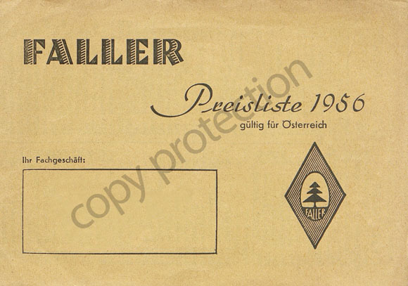 Faller Preisliste Österreich 1956