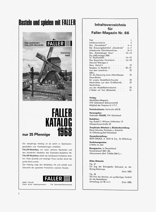 Faller-Magazin Nr.66 August 1968