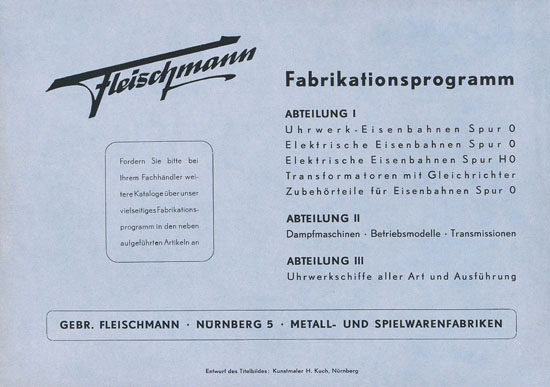 Fleischmann Katalog 1952 Spur H0