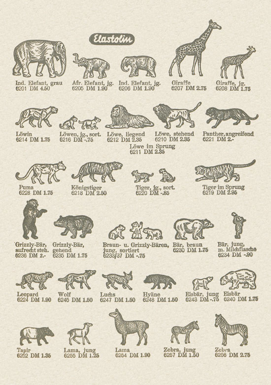 Hausser Katalog Zootiere 1950