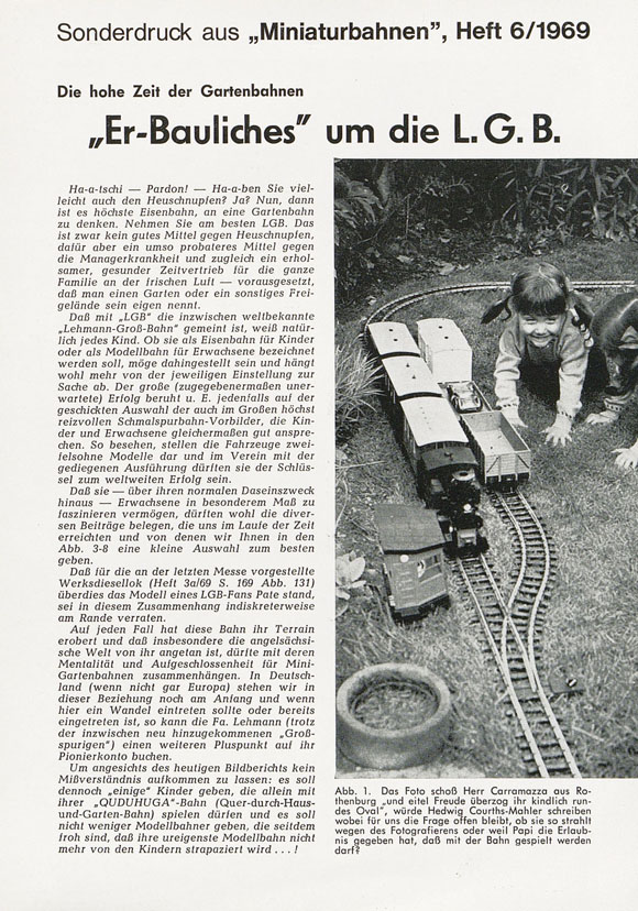 LGB Sonderdruck aus MiBa Heft 6 1969