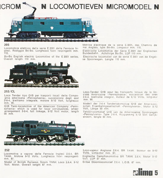 Lima Catalogo Micro Model N 1972-1973