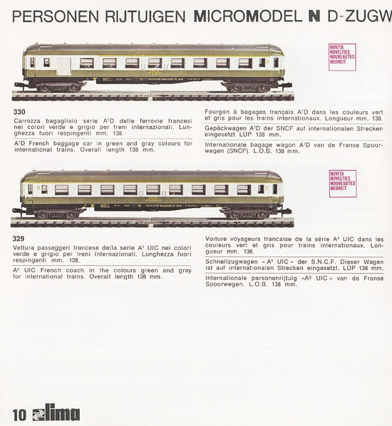 Lima Catalogo Micro Model N 1972-1973