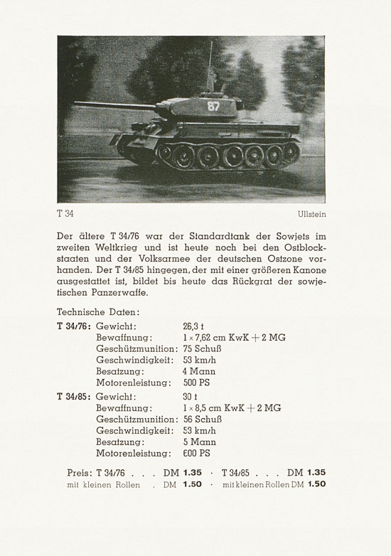 Roskopf Miniatur-Modelle Modellübersicht Panzer 1956