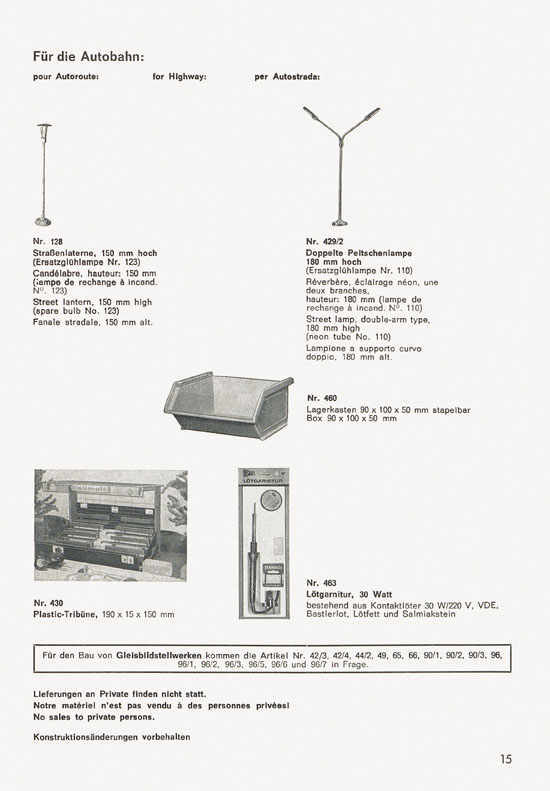 Schneider Modellbahnzubehör Katalog 1974-1975