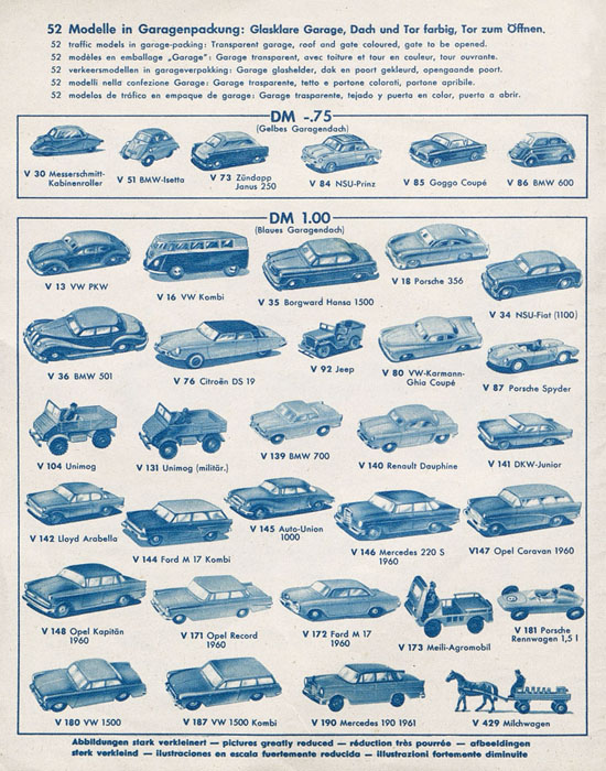 Siku Katalog 1962, Preisliste 1962, Bildpreisliste 1962, Verkehrsmodelle 1962