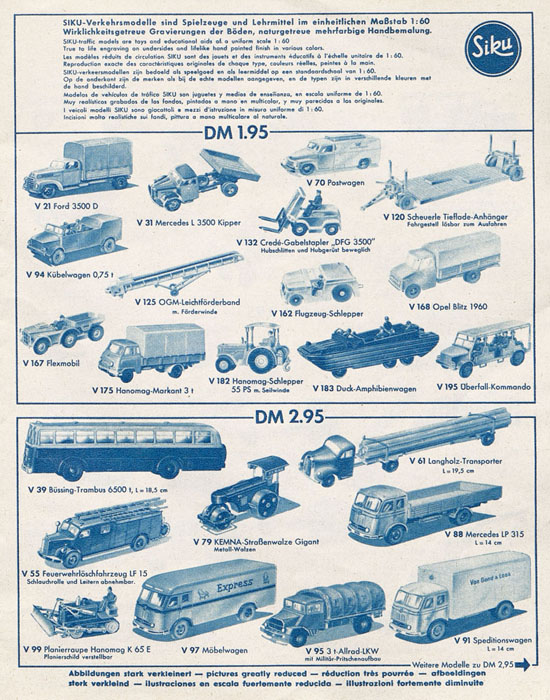 Siku Katalog 1962, Preisliste 1962, Bildpreisliste 1962, Verkehrsmodelle 1962