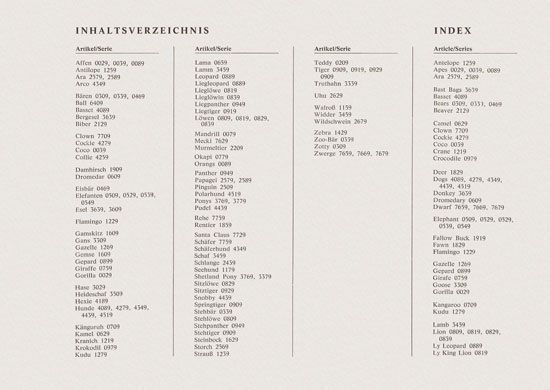 Margarete Steiff Katalog Schautiere 1967-1970