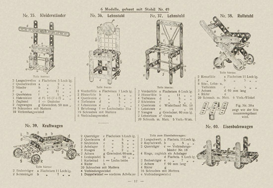 Walther Metall-Baukasten Stabil Katalog 1924