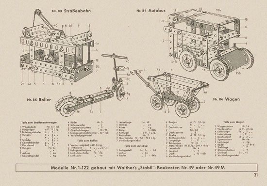Walther Metall-Baukasten Stabil Katalog 1956