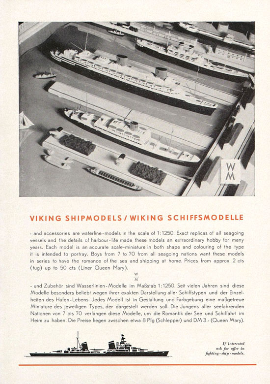 Wiking Katalog 1950, Wiking Modellbau Kataloge, Preisliste 1950, Bildpreisliste 1950, Verkehrsmodelle 1950