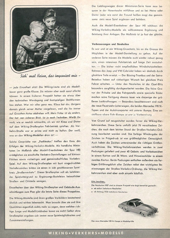 Wiking Katalog 1957, Wiking Modellbau Kataloge, Preisliste 1957, Bildpreisliste 1957, Verkehrsmodelle 1957