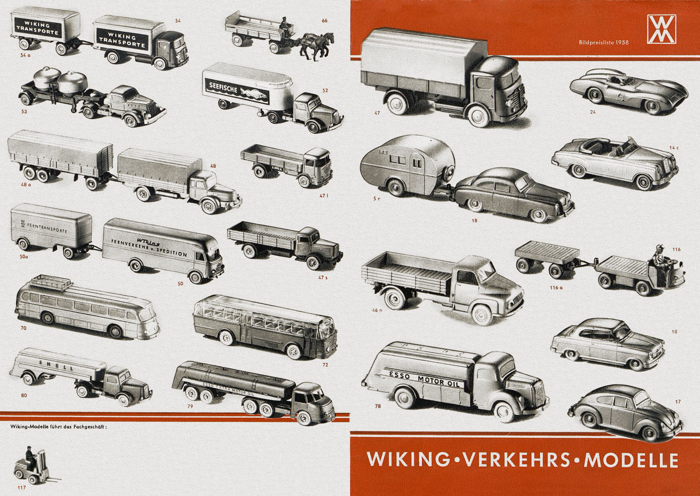 Wiking Bildpreisliste 1958, Wiking Modellbau Katalog 1958