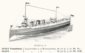 Bing Torpedoboot 10-343-3 im Bing Katalog von 1927