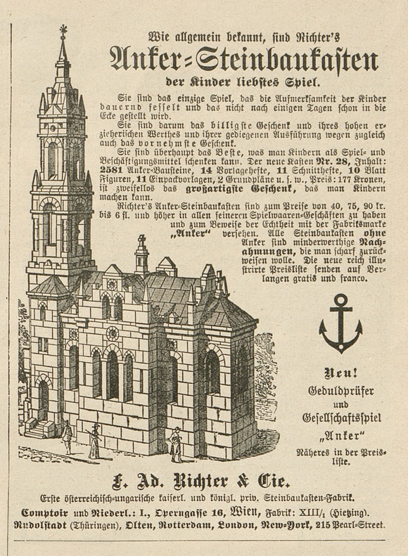 Anker Steinbaukasten Werbung 1898