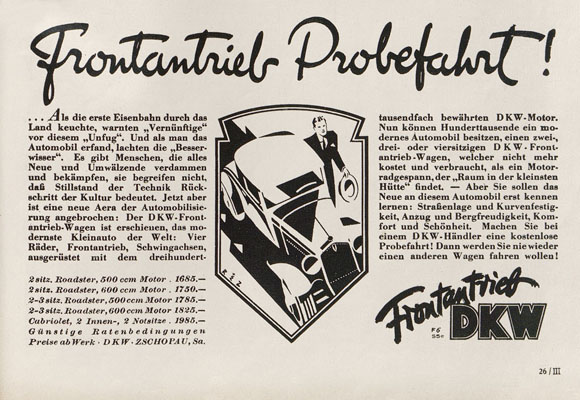 Werbeartikel DKW-Frontantrieb Die Woche Heft 26 1931