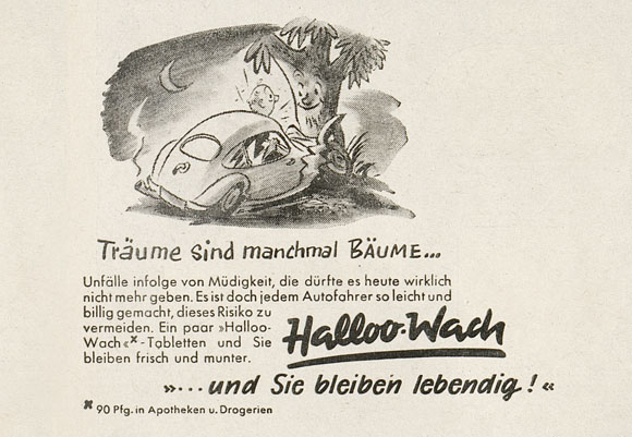 Werbung Halloo-Wach Tabletten zum Munter bleiben Quick Heft 10 1952